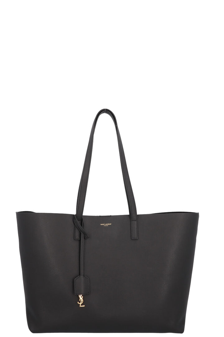 SAINT LAURENT Shopping EW Bag Leather Black