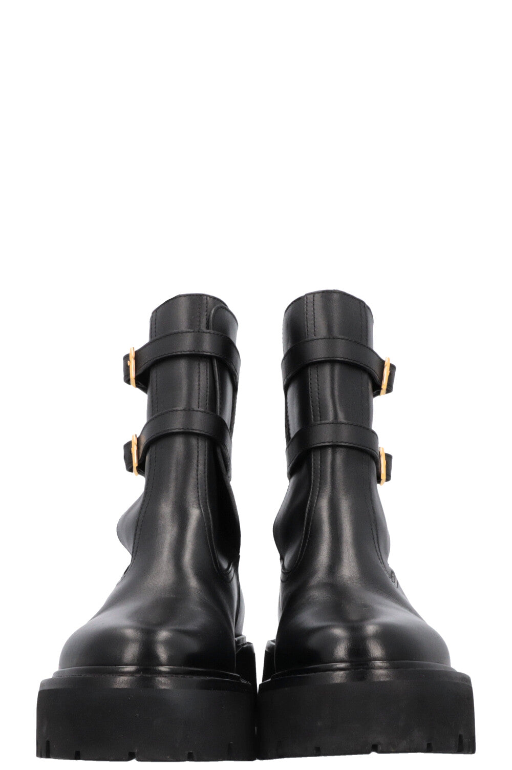 CELINE Buckled Plateau Moto Boots Black