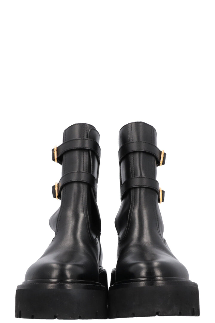 CELINE Buckled Plateau Moto Boots Black