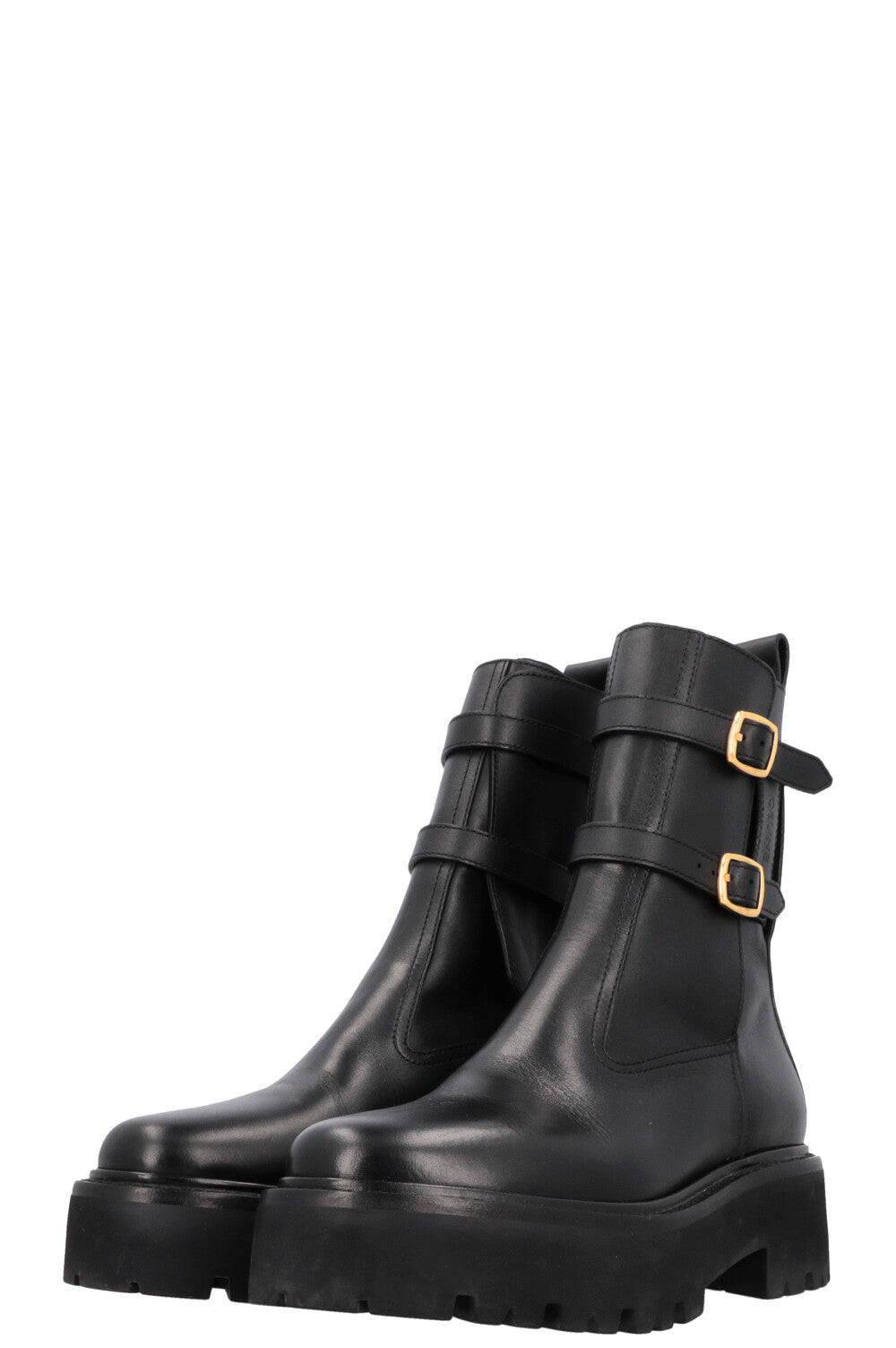 CELINE Buckled Plateau Moto Boots Black
