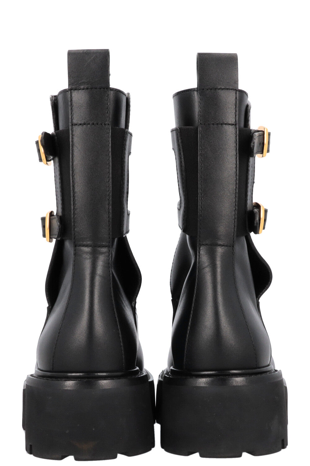 CELINE Buckled Plateau Moto Boots Black