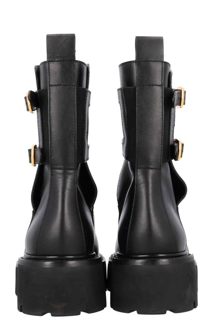 CELINE Buckled Plateau Moto Boots Black