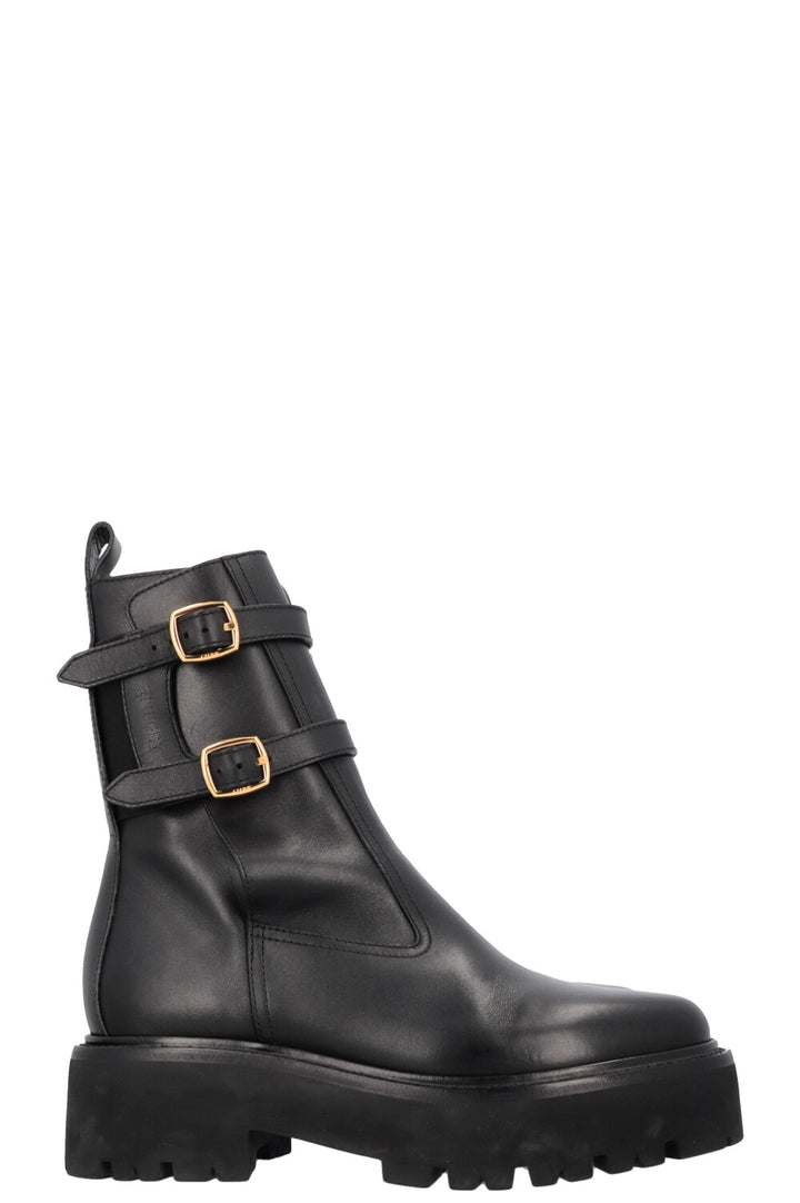 CELINE Buckled Plateau Moto Boots Black