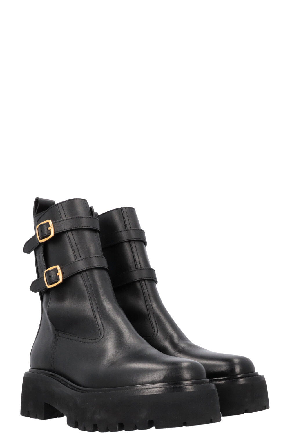 CELINE Buckled Plateau Moto Boots Black
