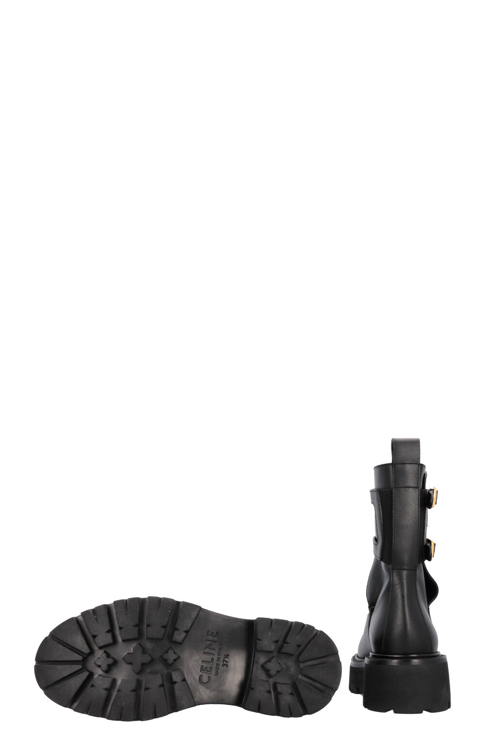 CELINE Buckled Plateau Moto Boots Black