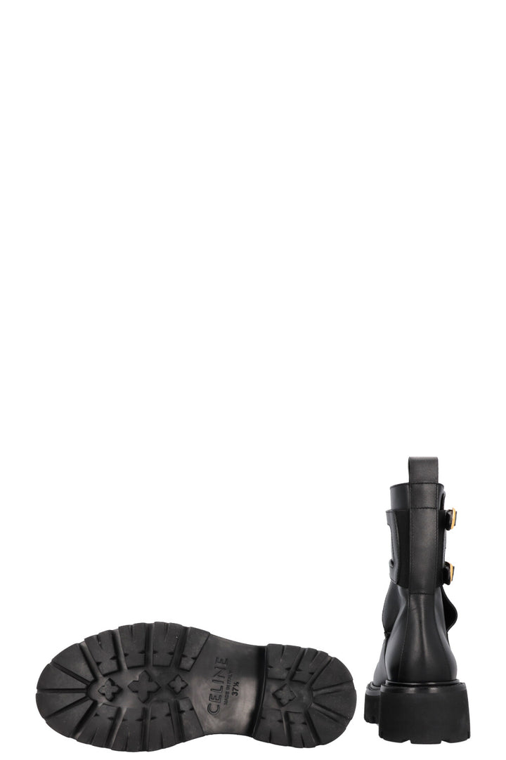 CELINE Buckled Plateau Moto Boots Black