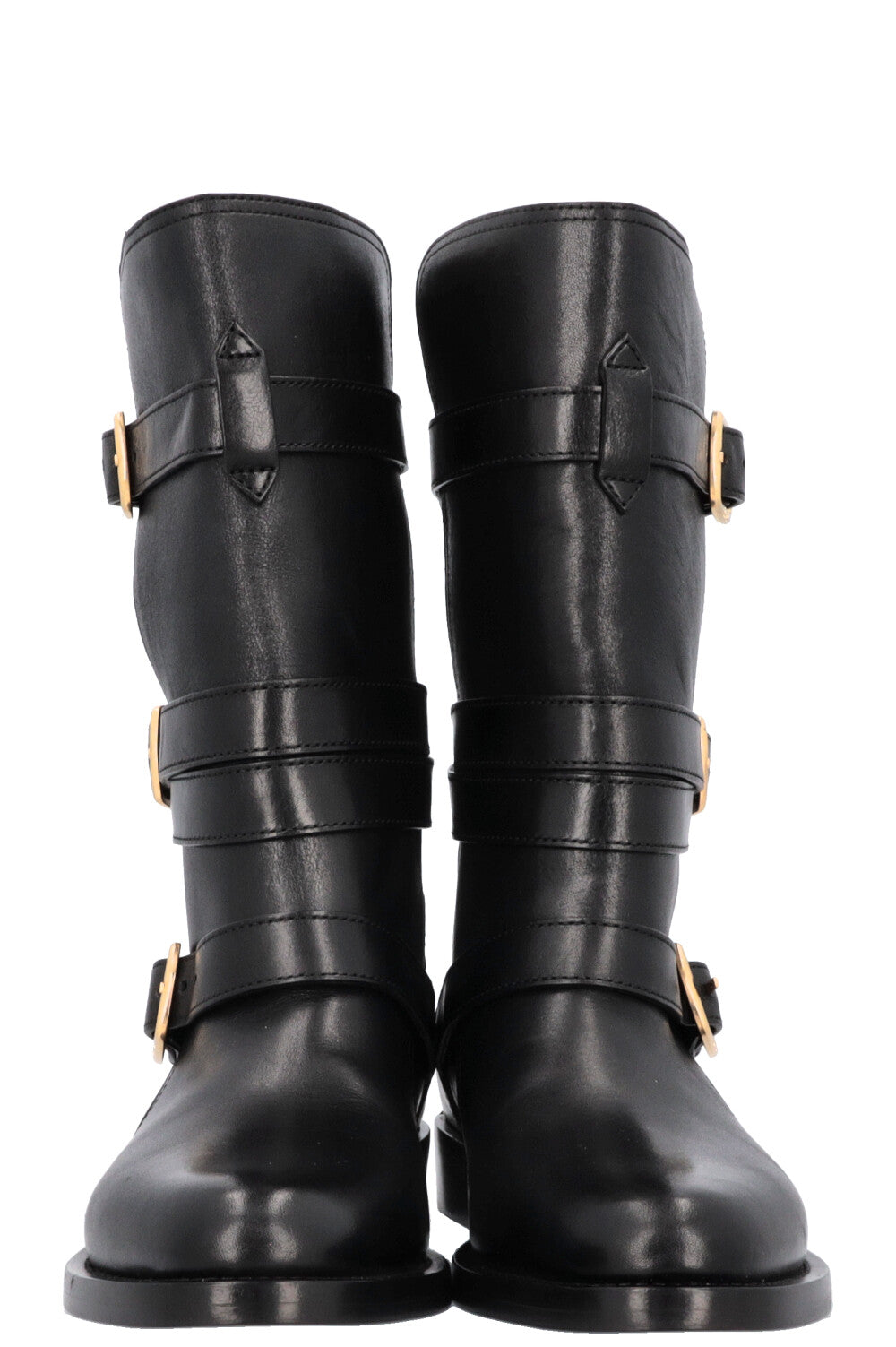 CELINE Lyra Triple Buckles Ankle Boots Black