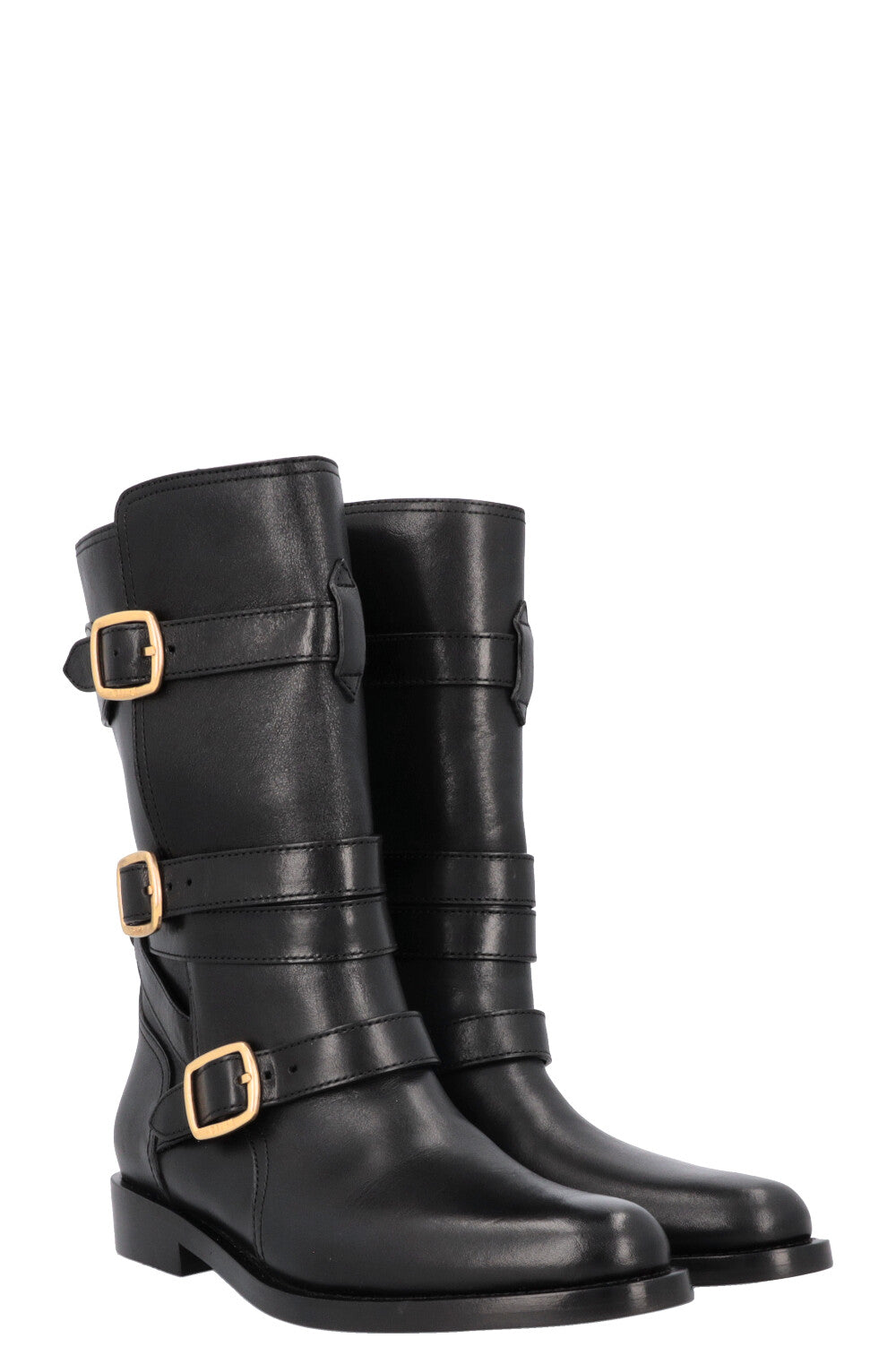 CELINE Lyra Triple Buckles Ankle Boots Black