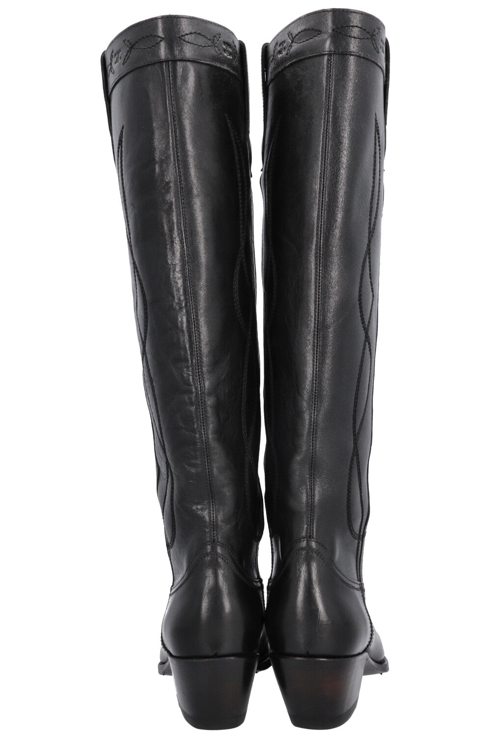 Bottes de cowboy hautes CELINE noires argentées