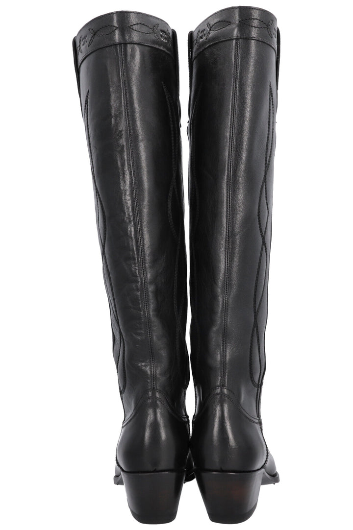 Bottes de cowboy hautes CELINE noires argentées