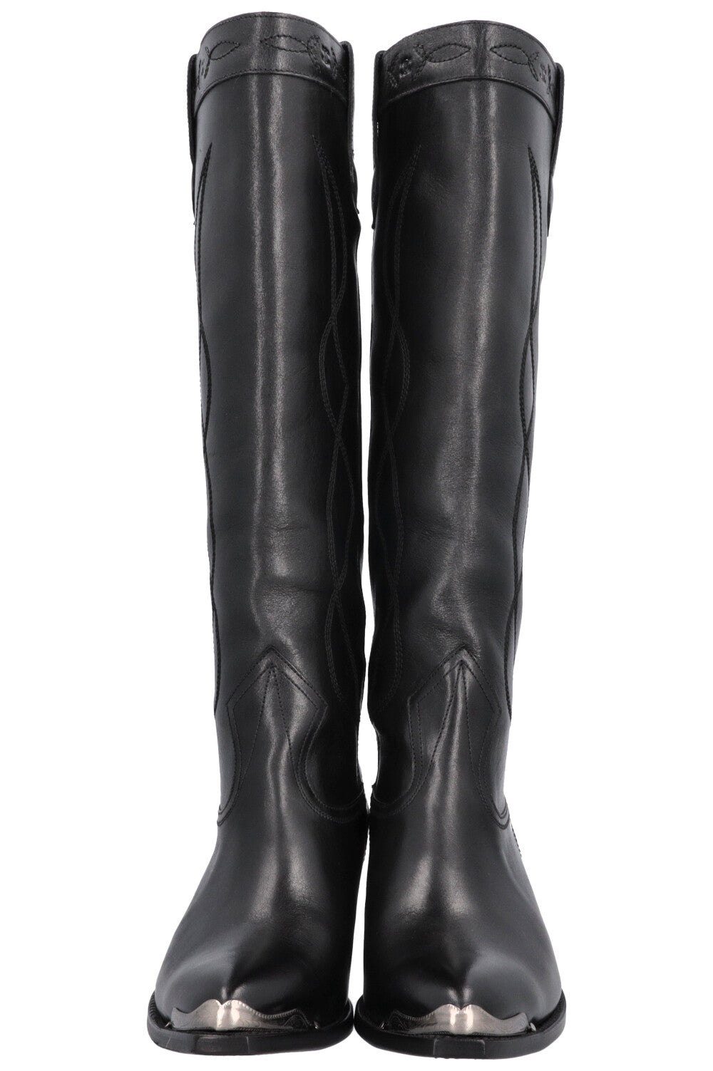 Bottes de cowboy hautes CELINE noires argentées