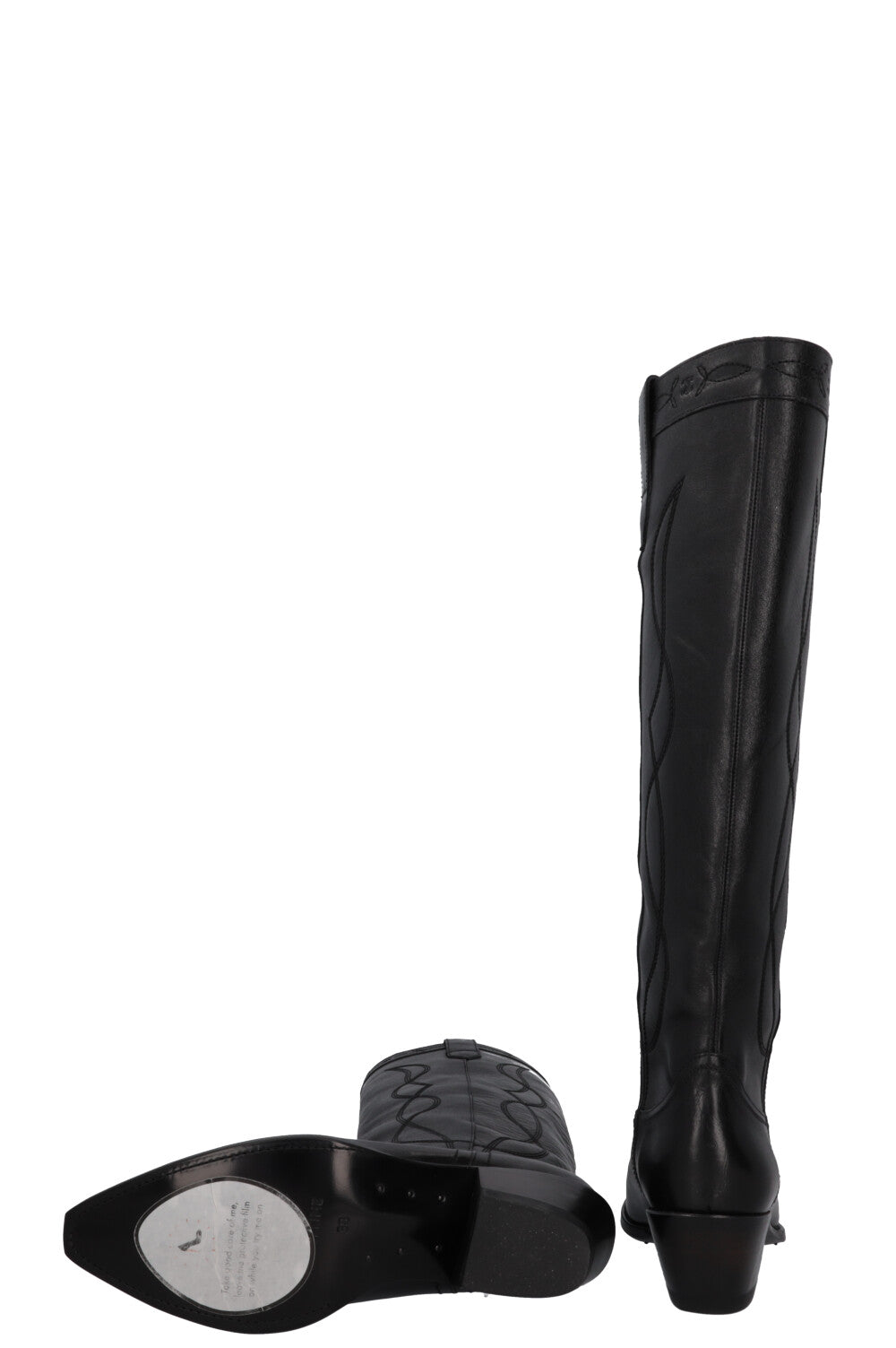 Bottes de cowboy hautes CELINE noires argentées