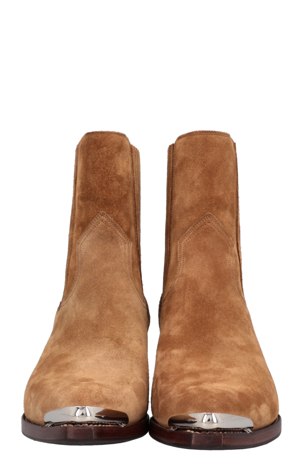 CELINE cowboy boots cognac suede