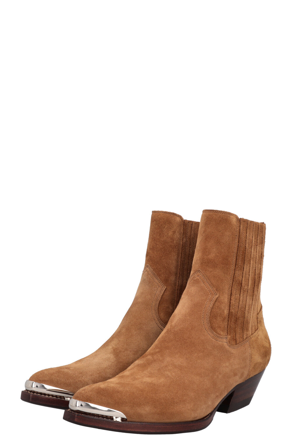 CELINE cowboy boots cognac suede