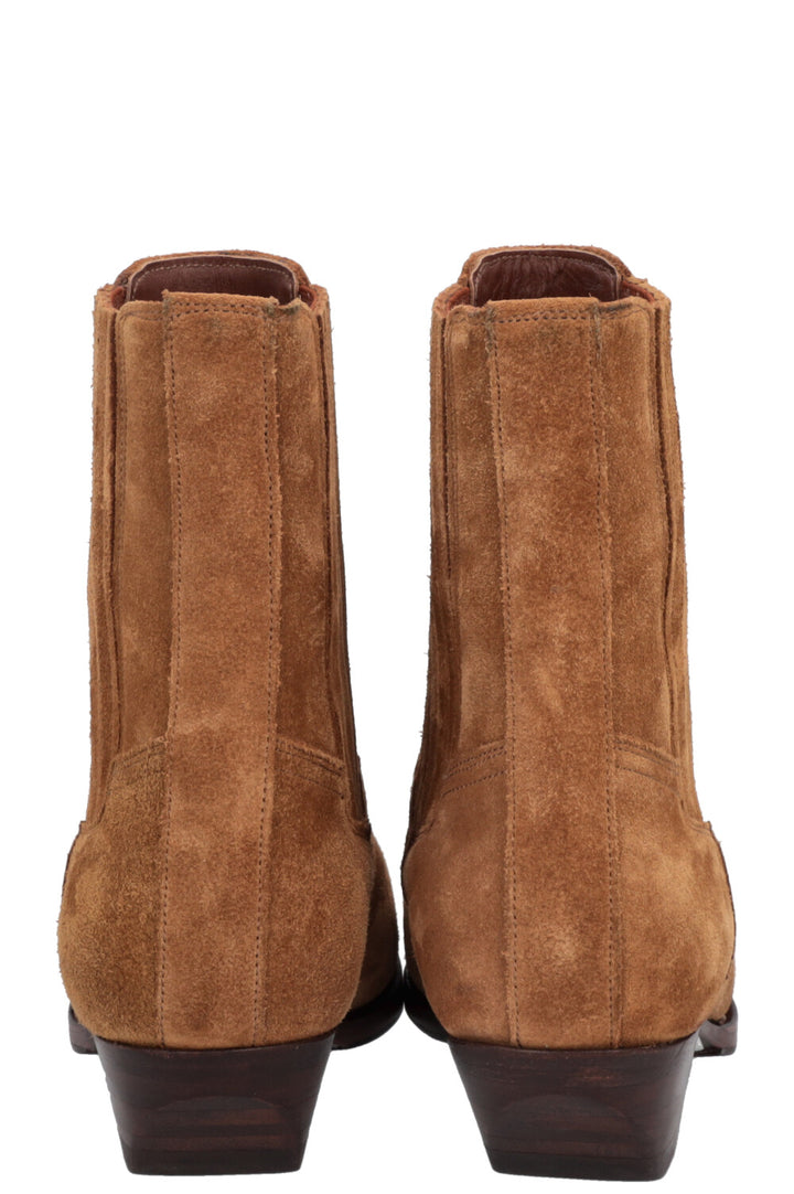 CELINE cowboy boots cognac suede