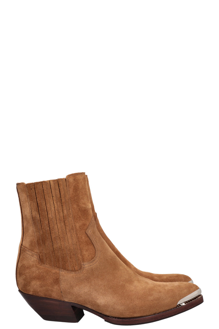 CELINE cowboy boots cognac suede