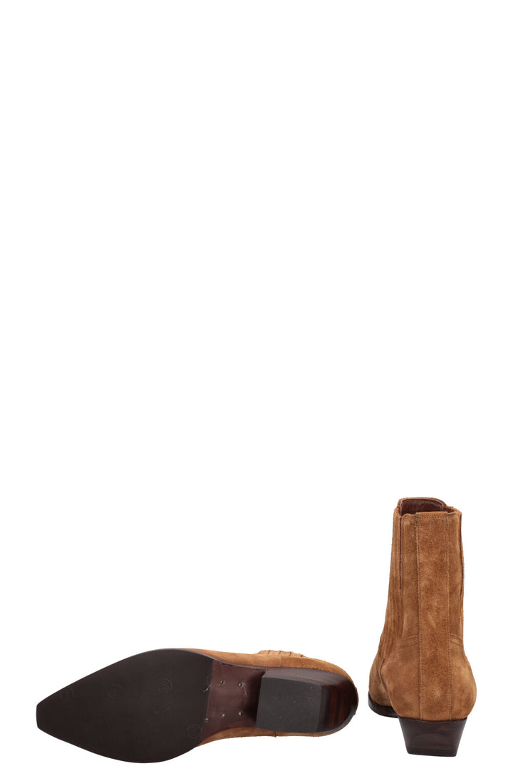 CELINE cowboy boots cognac suede