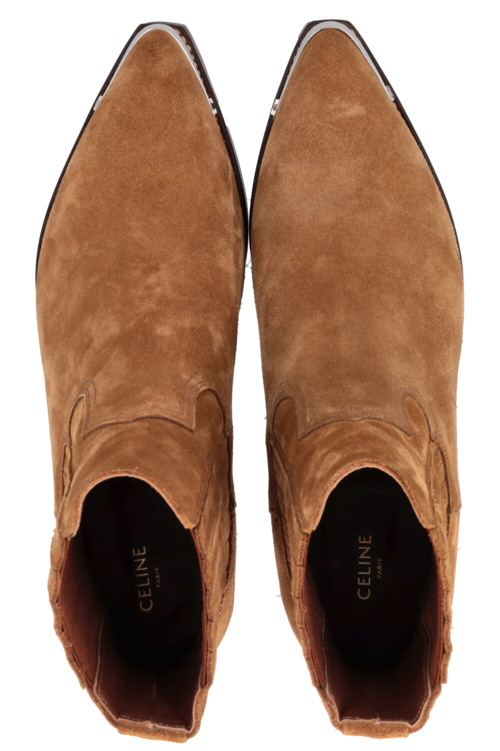 CELINE cowboy boots cognac suede