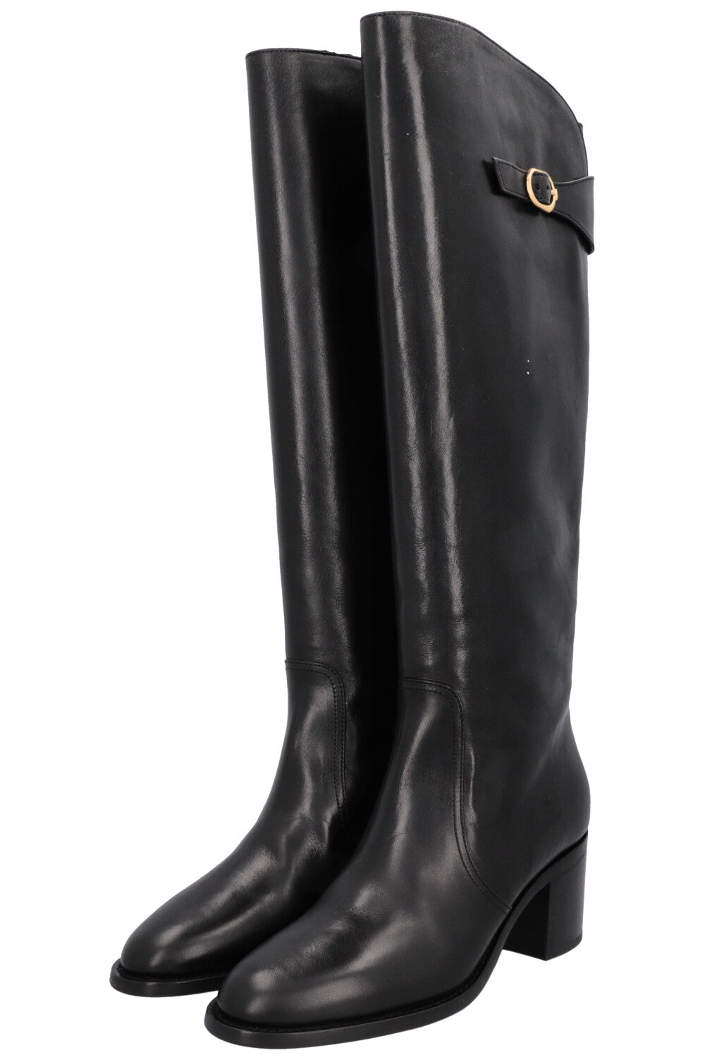 CELINE Riding Triomphe Buckled Boots Black
