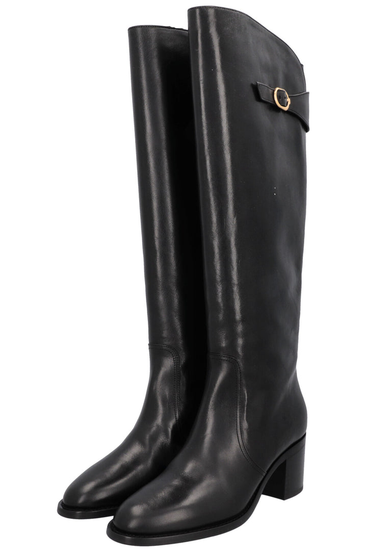 CELINE Riding Triomphe Buckled Boots Black