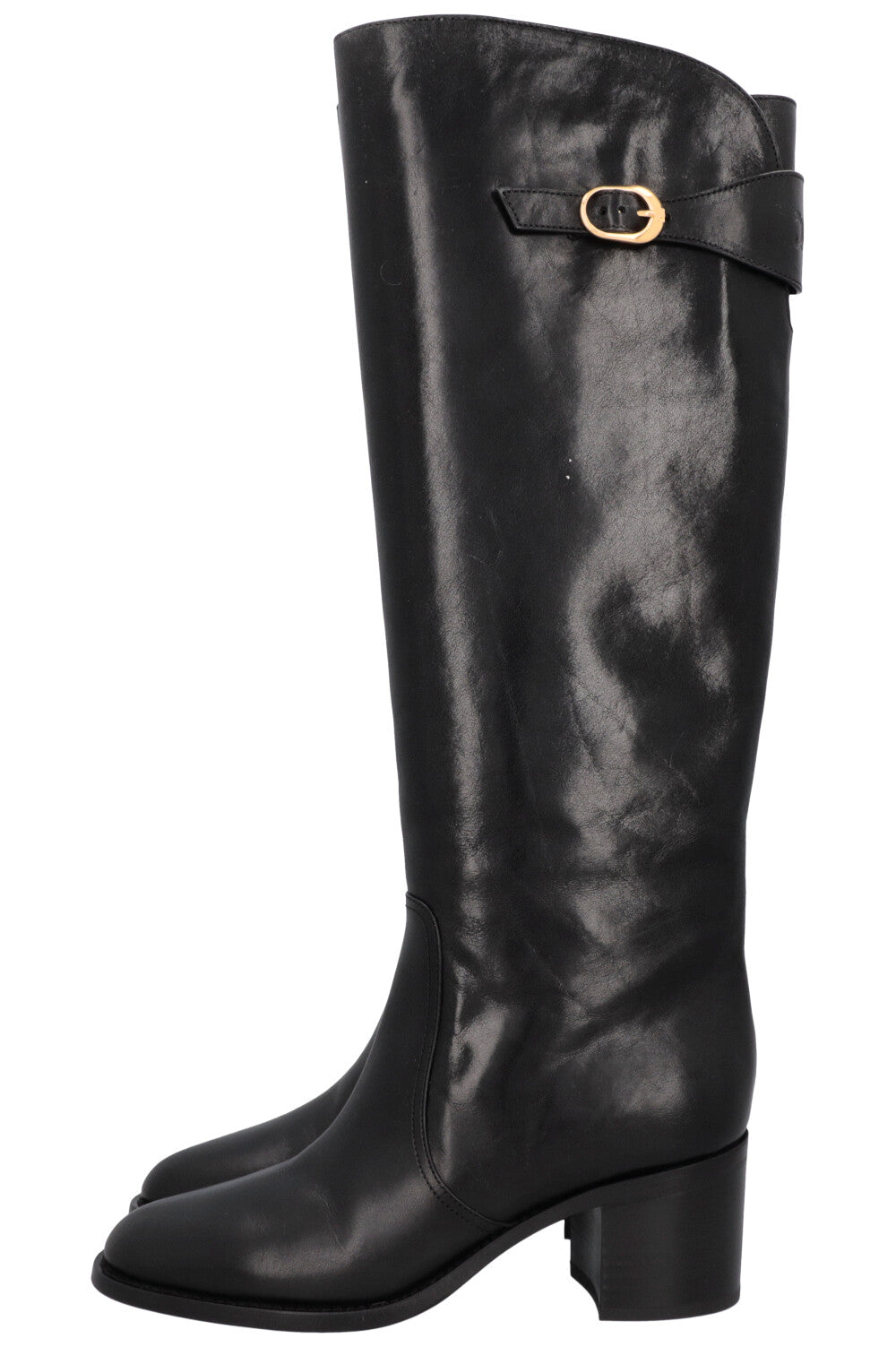 CELINE Riding Triomphe Buckled Boots Black