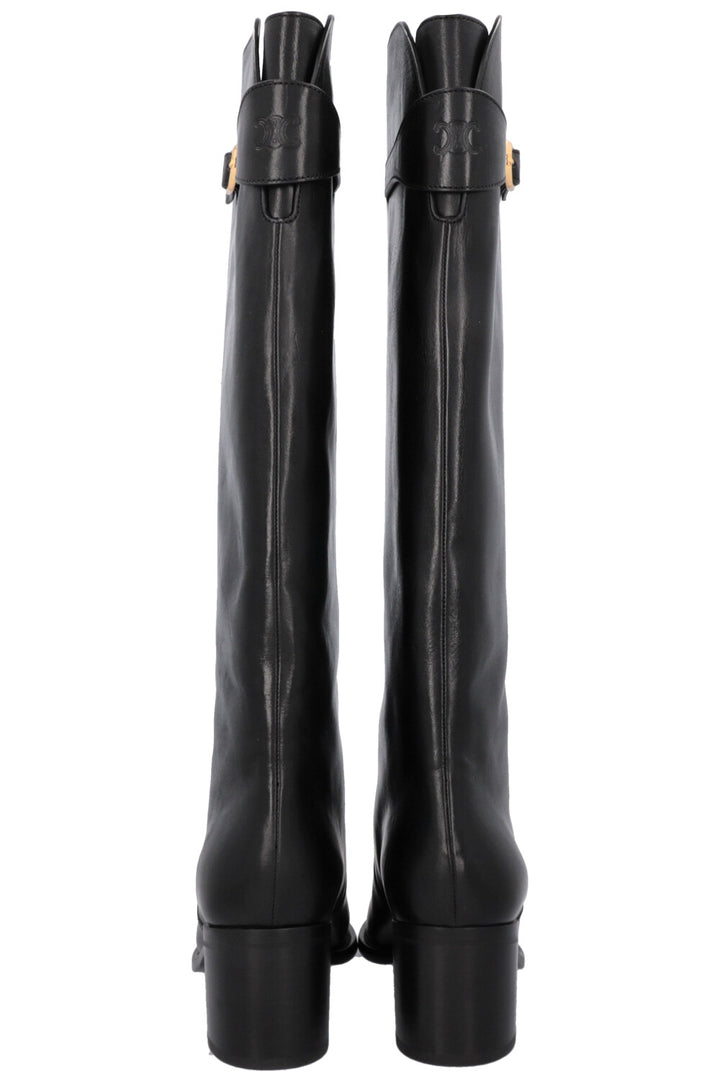 CELINE Riding Triomphe Buckled Boots Black