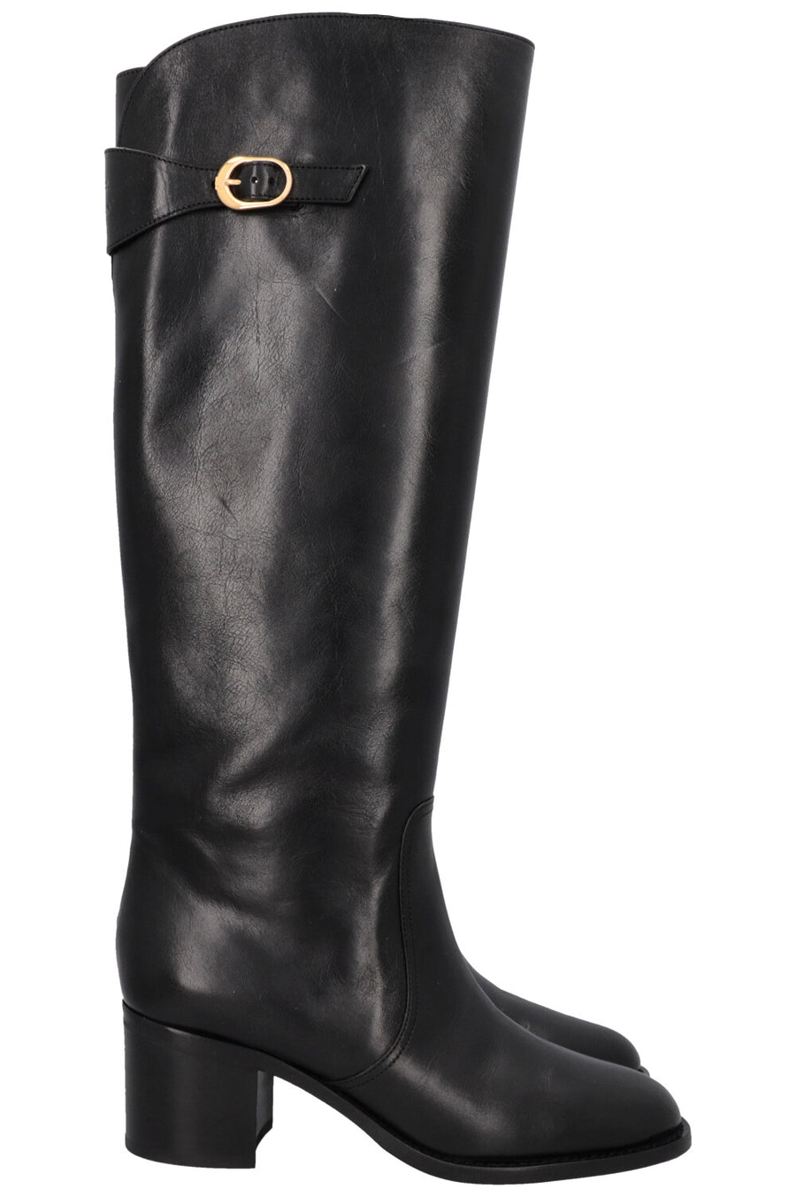 buckled leather heeled loafers