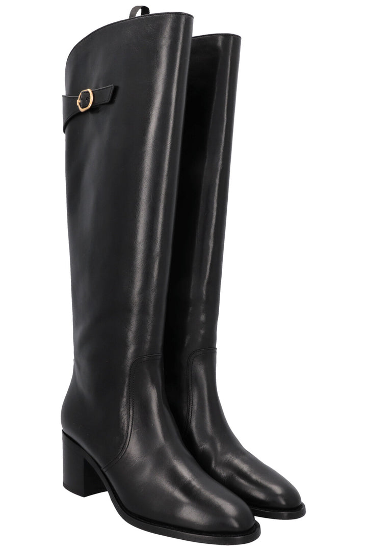 CELINE Riding Triomphe Buckled Boots Black