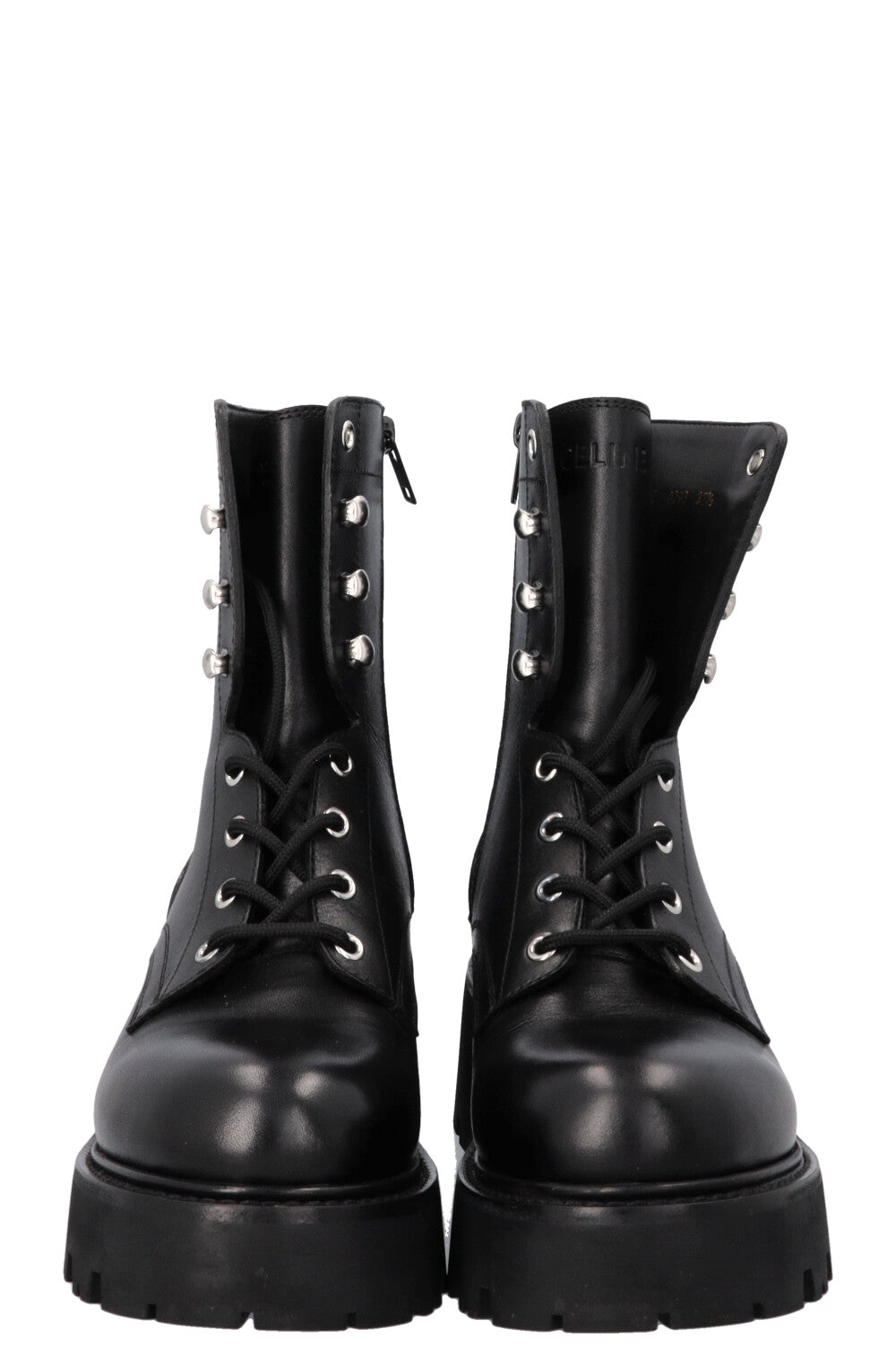 CELINE Triomphe Ranger Lace Up Boots Black