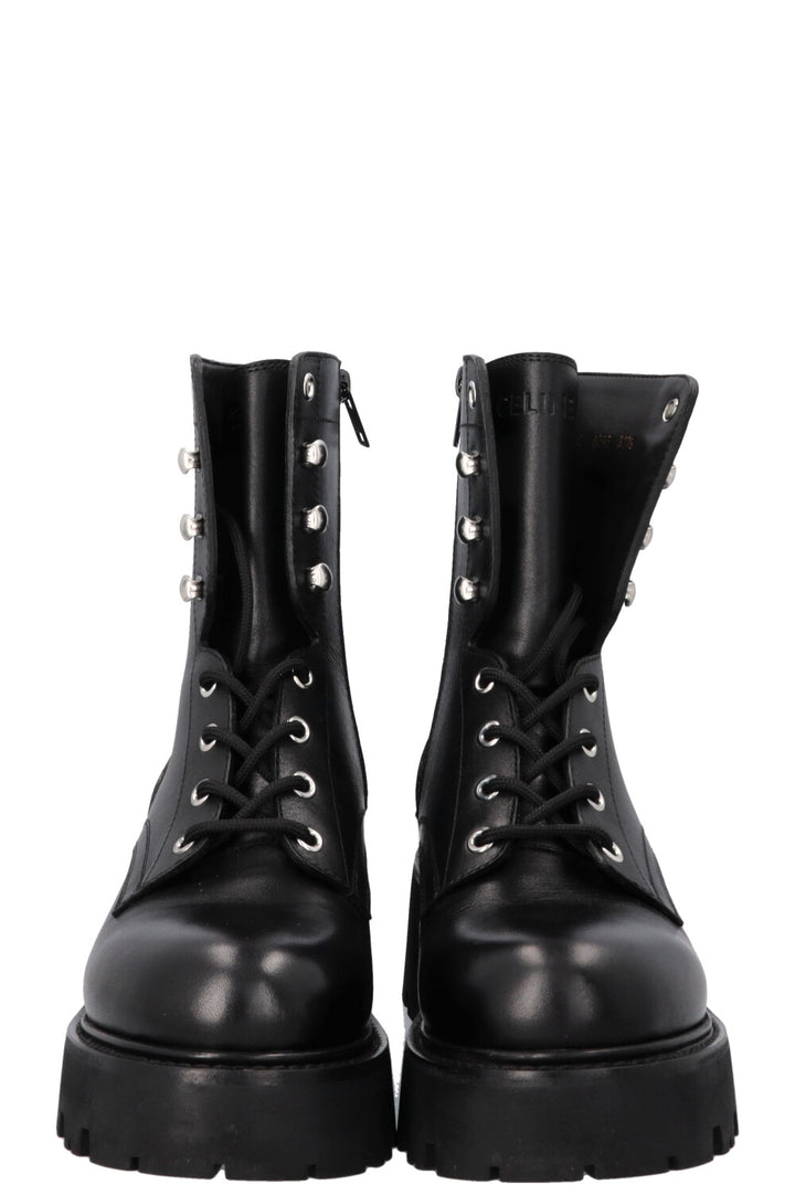 CELINE Triomphe Ranger Lace Up Boots Black