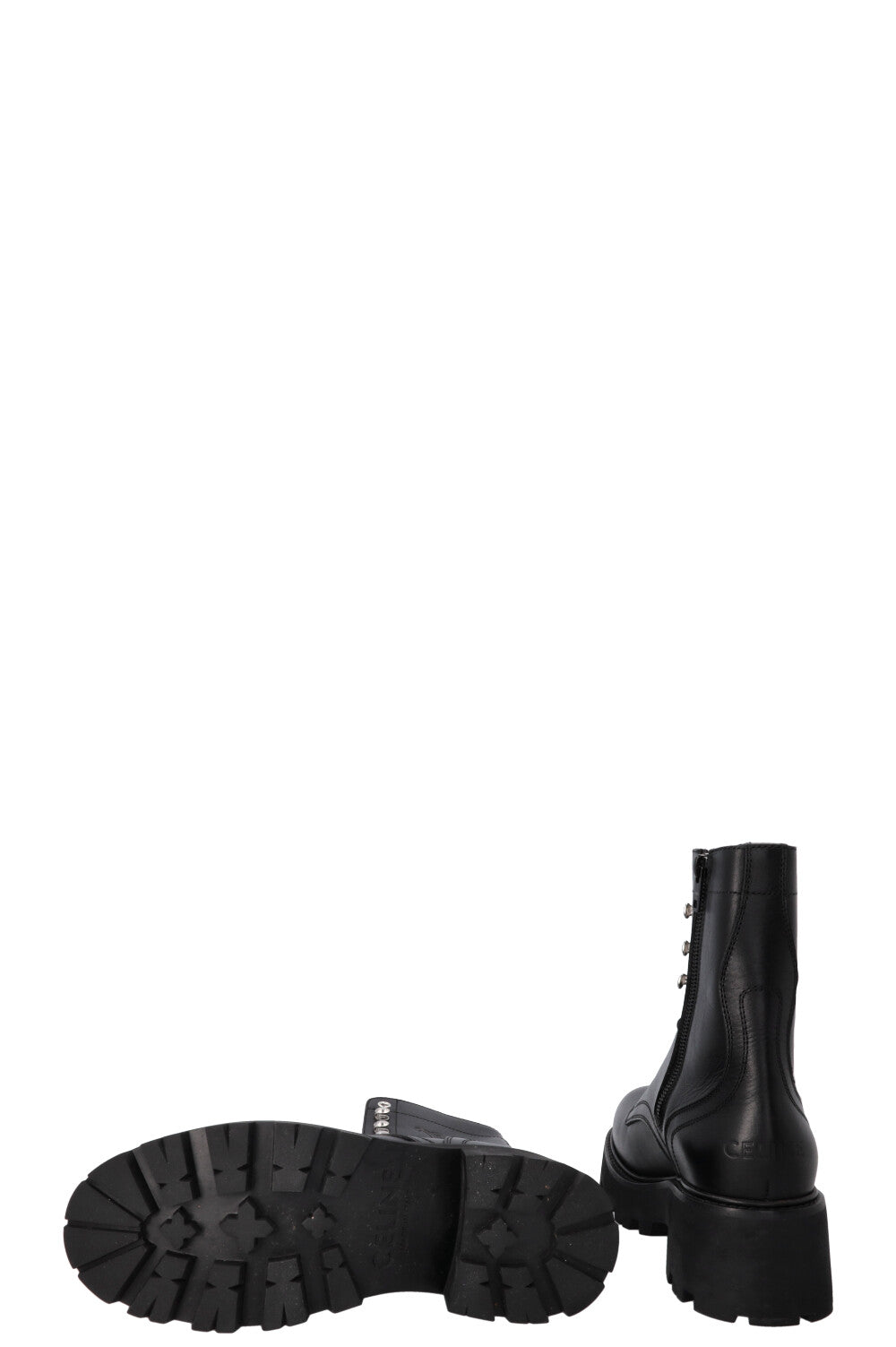 CELINE Triomphe Ranger Lace Up Boots Black