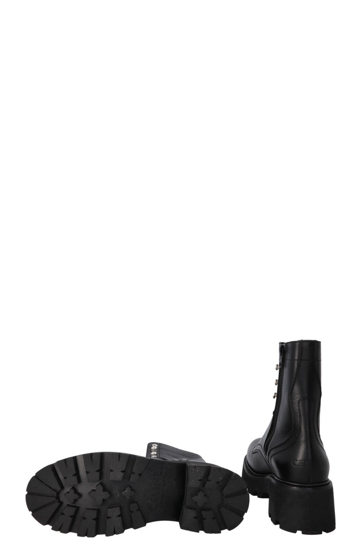 CELINE Triomphe Ranger Lace Up Boots Black