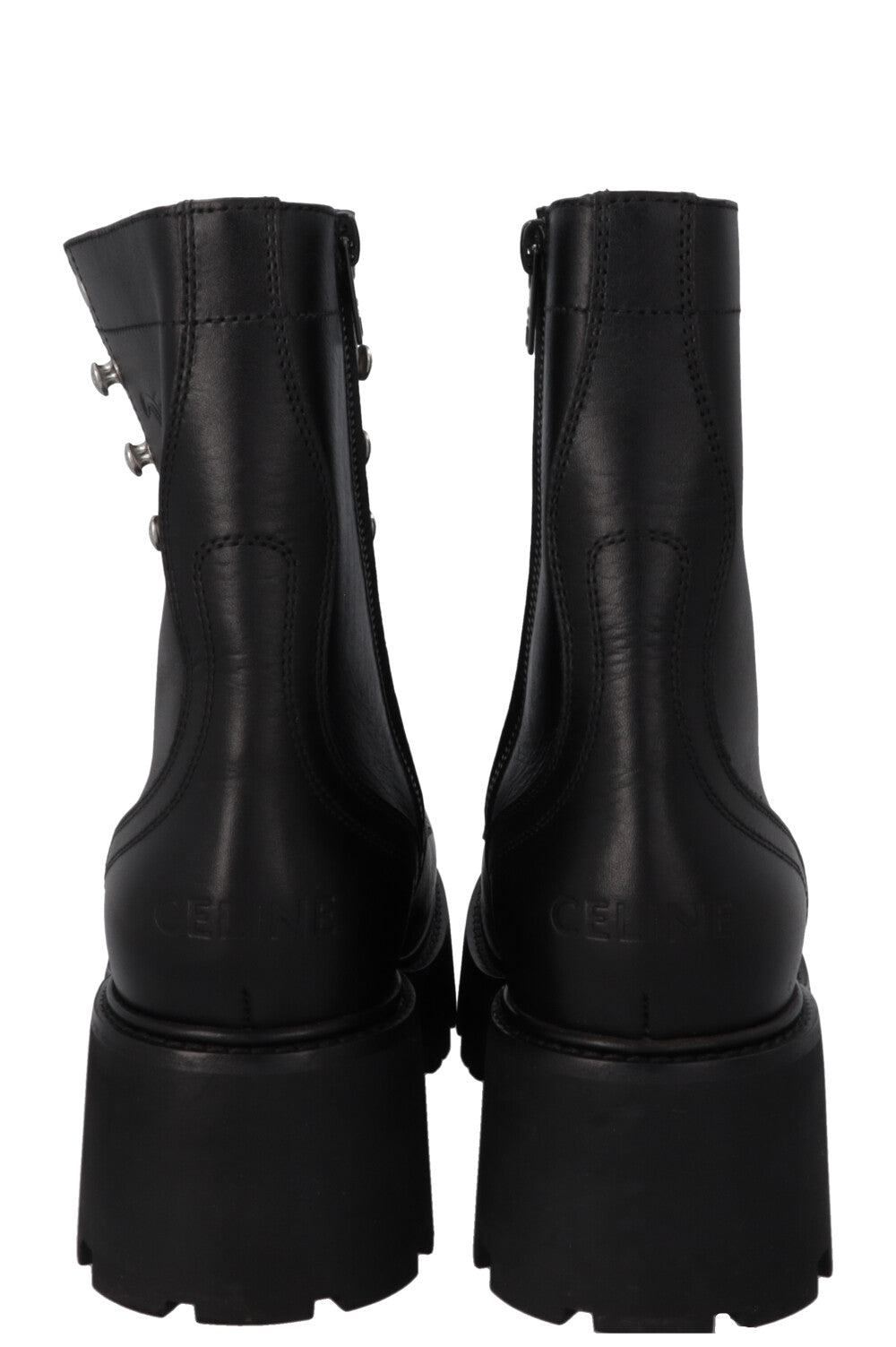 CELINE Triomphe Ranger Lace Up Boots Black