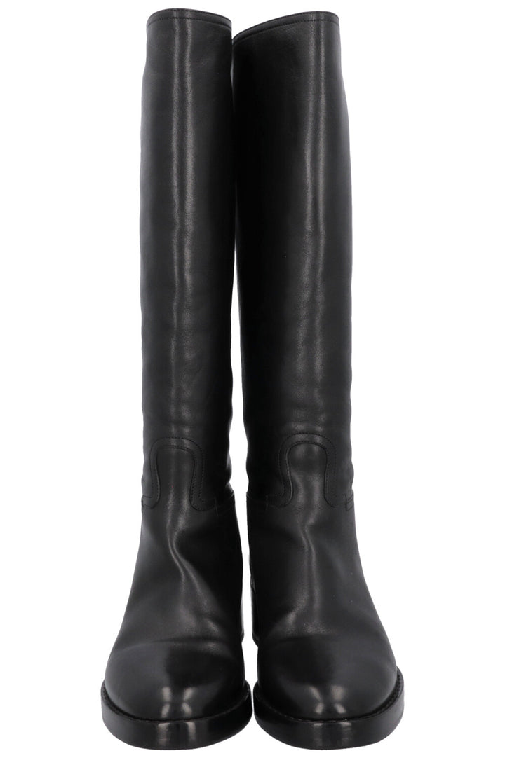 CELINE Knee High Buckled Boots Black