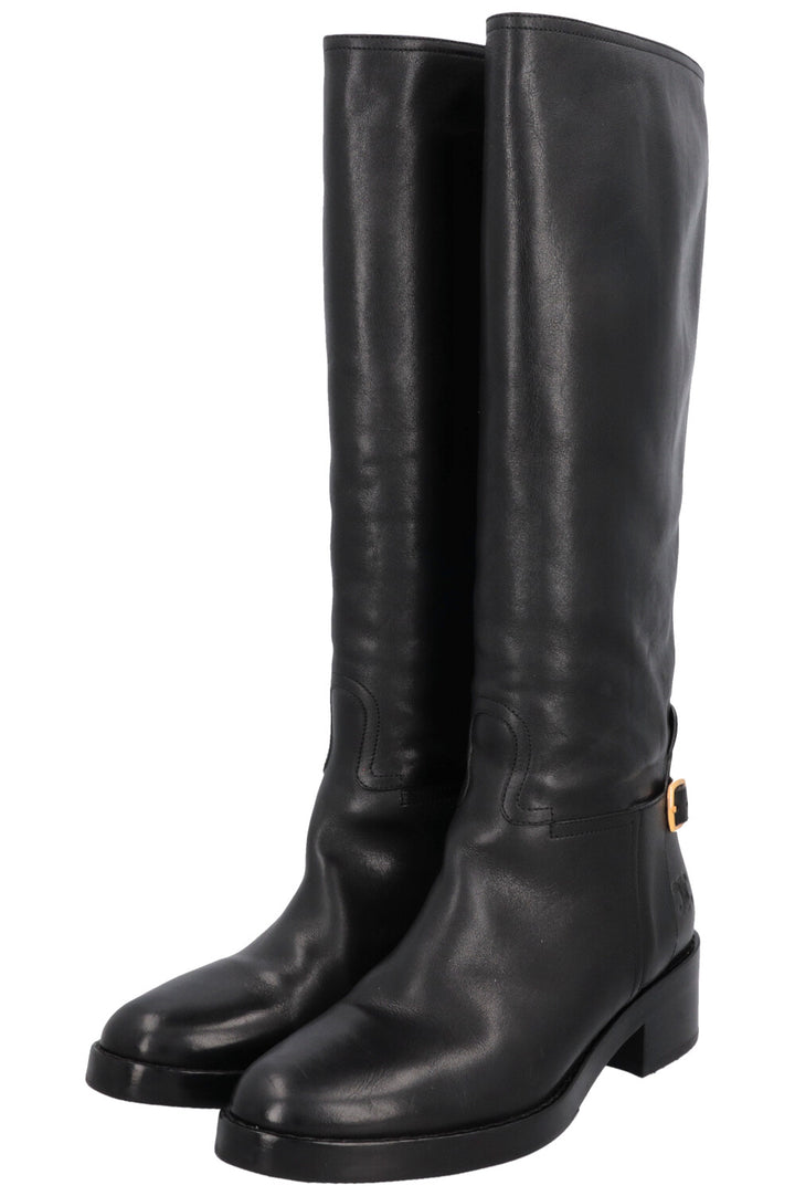 CELINE Knee High Buckled Boots Black