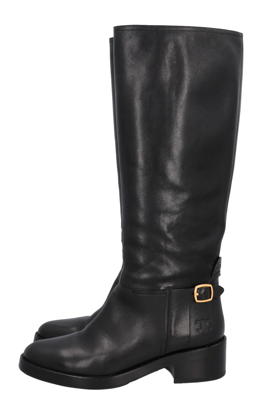 CELINE Knee High Buckled Boots Black