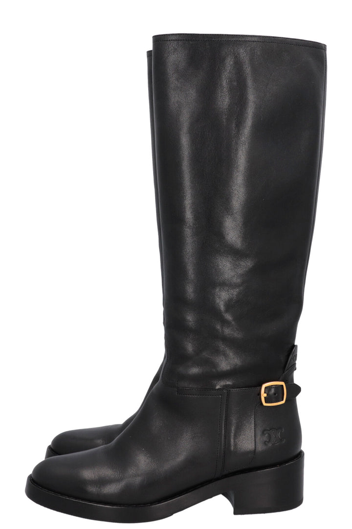 CELINE Knee High Buckled Boots Black
