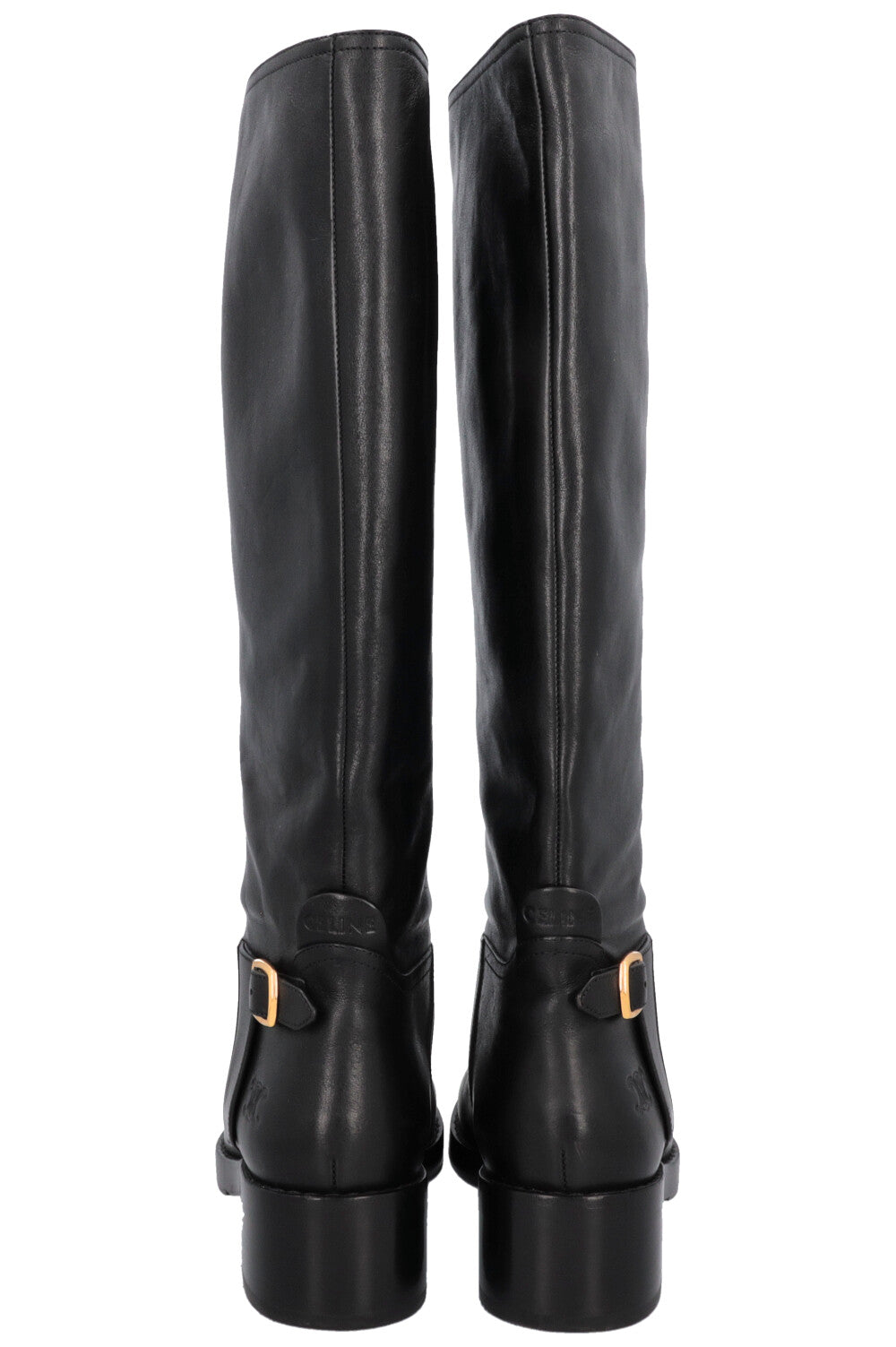 CELINE Knee High Buckled Boots Black