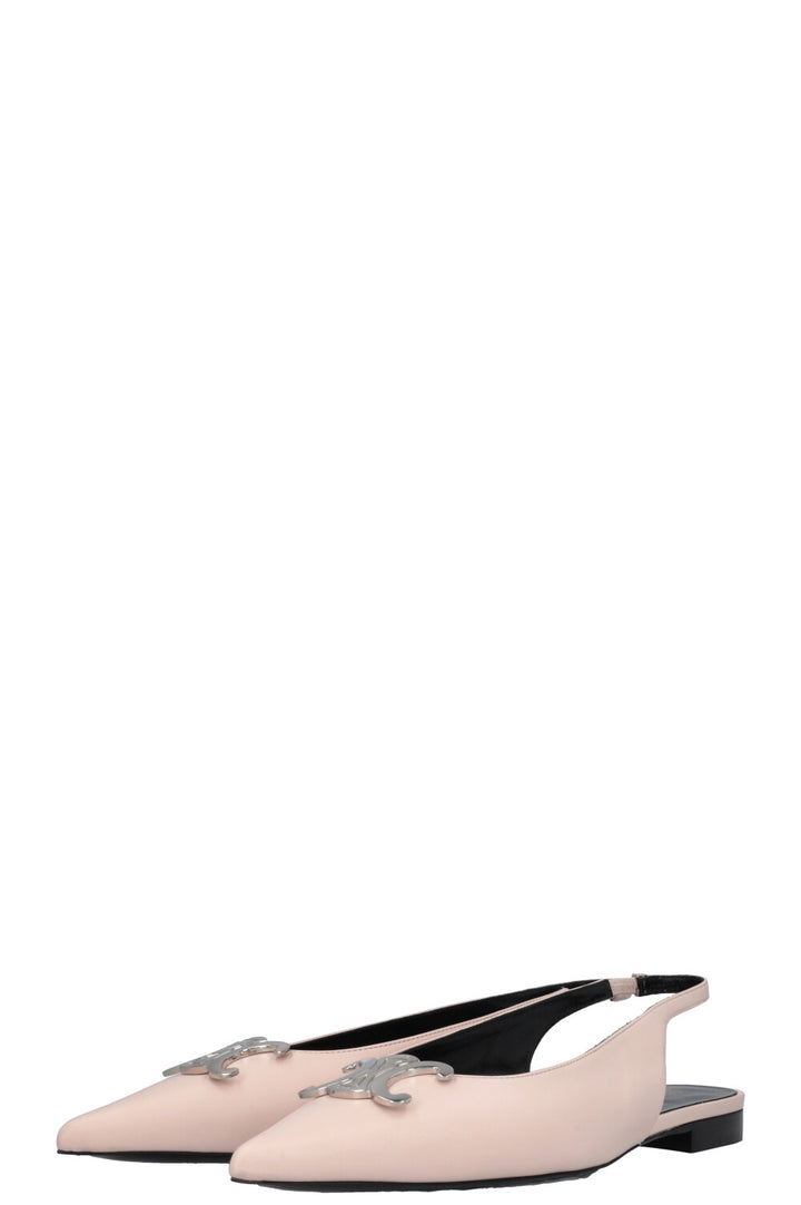 CELINE Alma Triomphe Slingback Flats Leather Rosa