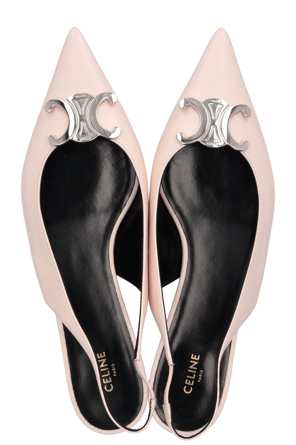CELINE Alma Triomphe Slingback Flats Leather Rosa