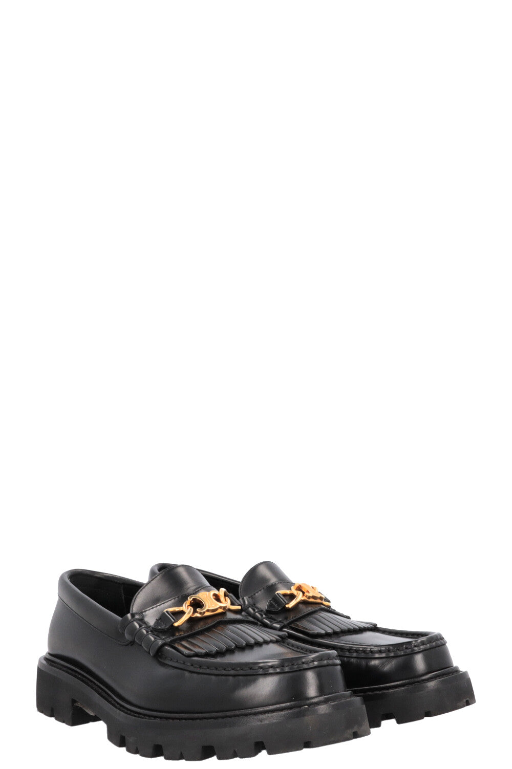 CELINE Margaret Fringed Triomph Loafers Black