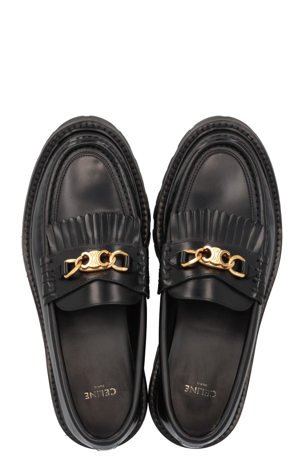 CELINE Margaret Fringed Triomph Mocassins Noir