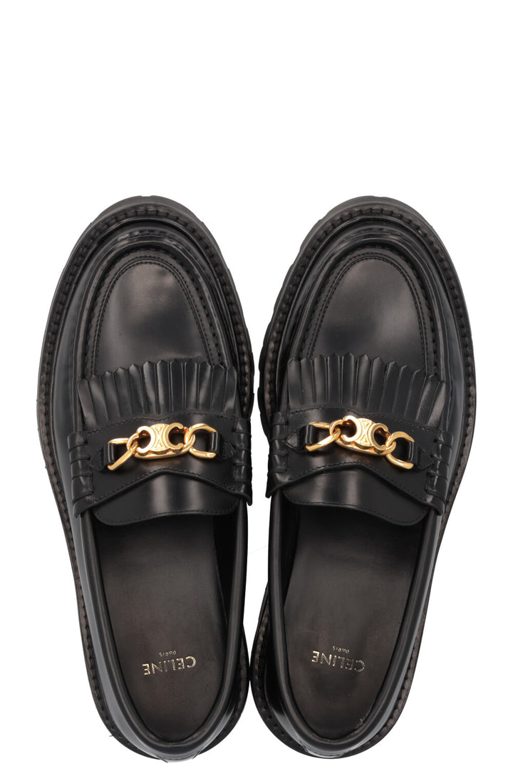 CELINE Margaret Fringed Triomph Mocassins Noir