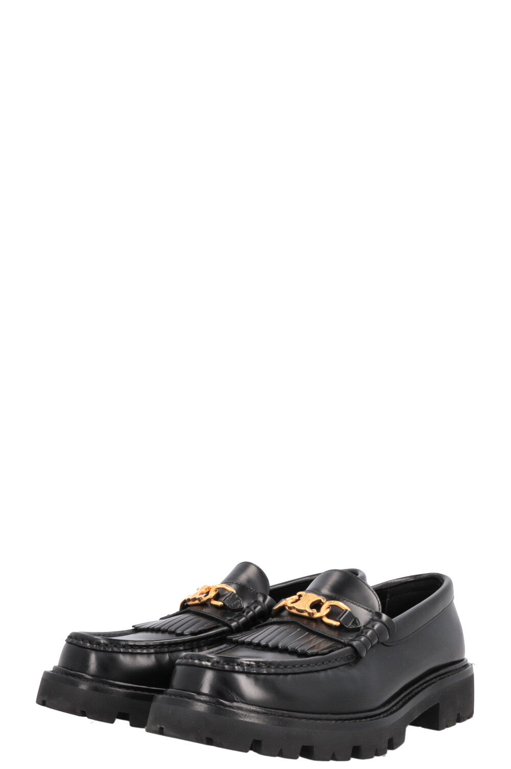 CELINE Margaret Fringed Triomph Mocassins Noir