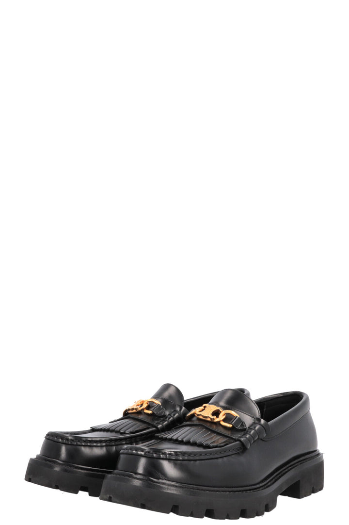 CELINE Margaret Fringed Triomph Mocassins Noir