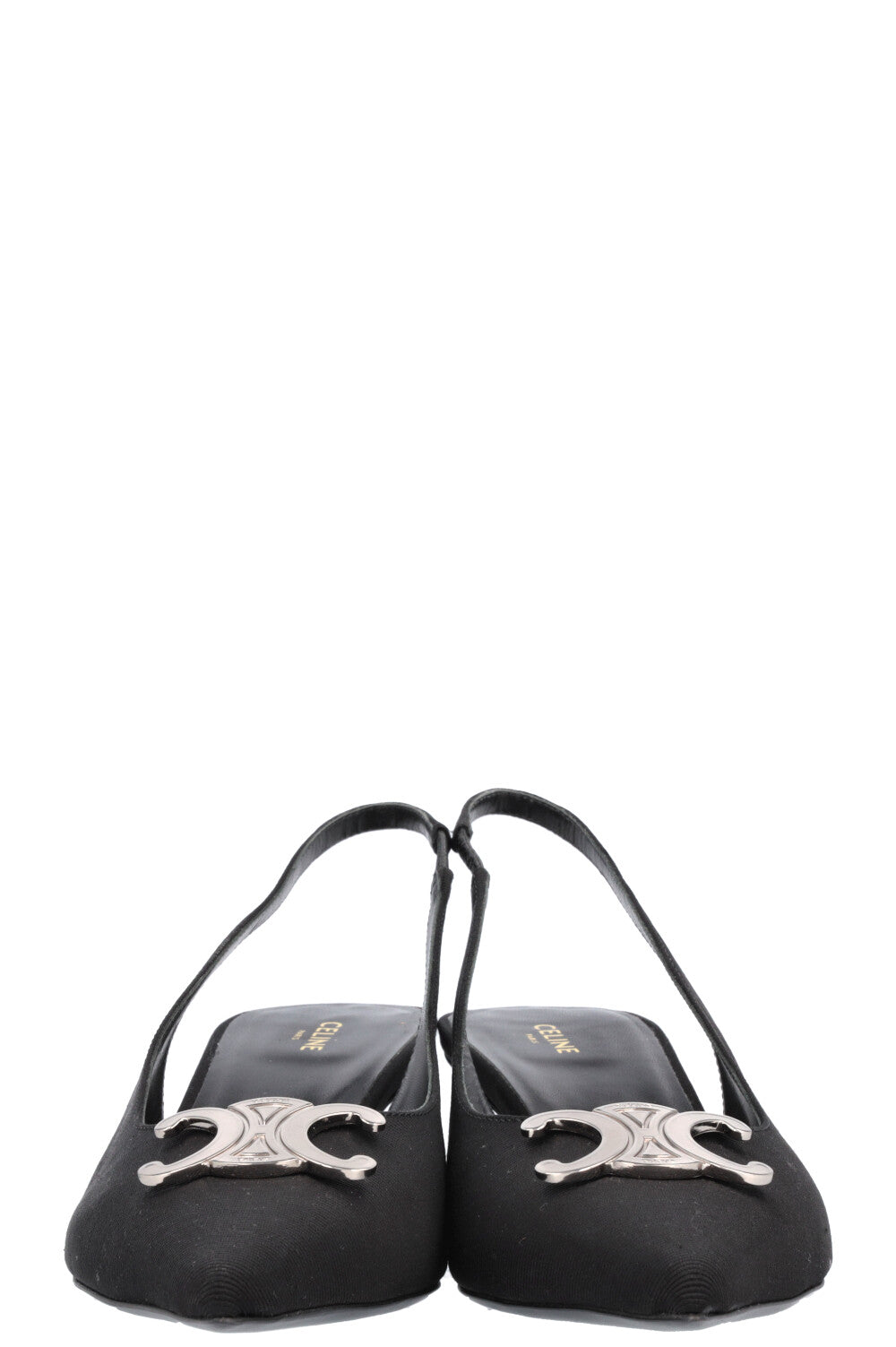 CELINE Alma Triomphe Slingback Heels Black