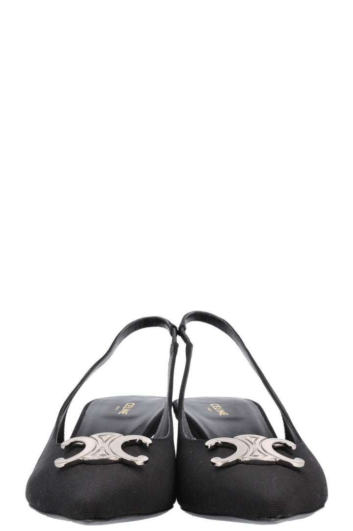CELINE Alma Triomphe Slingback Heels Black