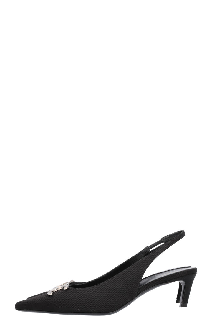CELINE Alma Triomphe Slingback Heels Black