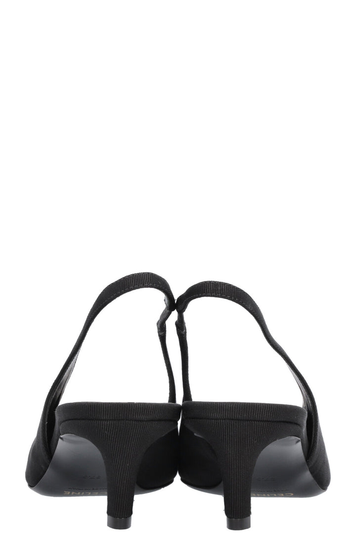 CELINE Alma Triomphe Slingback Heels Black