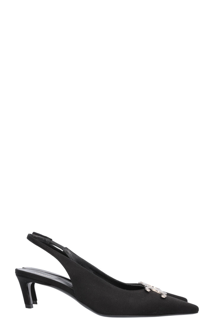 CELINE Alma Triomphe Slingback Heels Black